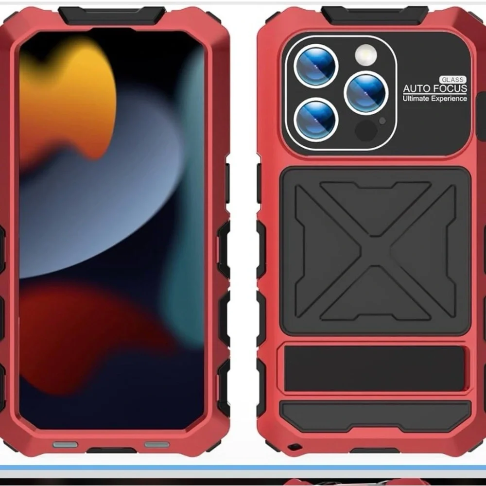 iPhone 15 Pro Case Heavy Duty Metal Aluminium Bumper Built in Camera Lens- New